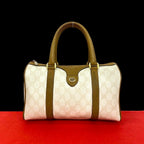 Gucci Vintage GG Logo Pattern Leather Mini Boston Bag White