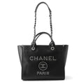 Chanel Tote Deauville Shopping CC Logo Studs Caviar Leather 2-Way Black