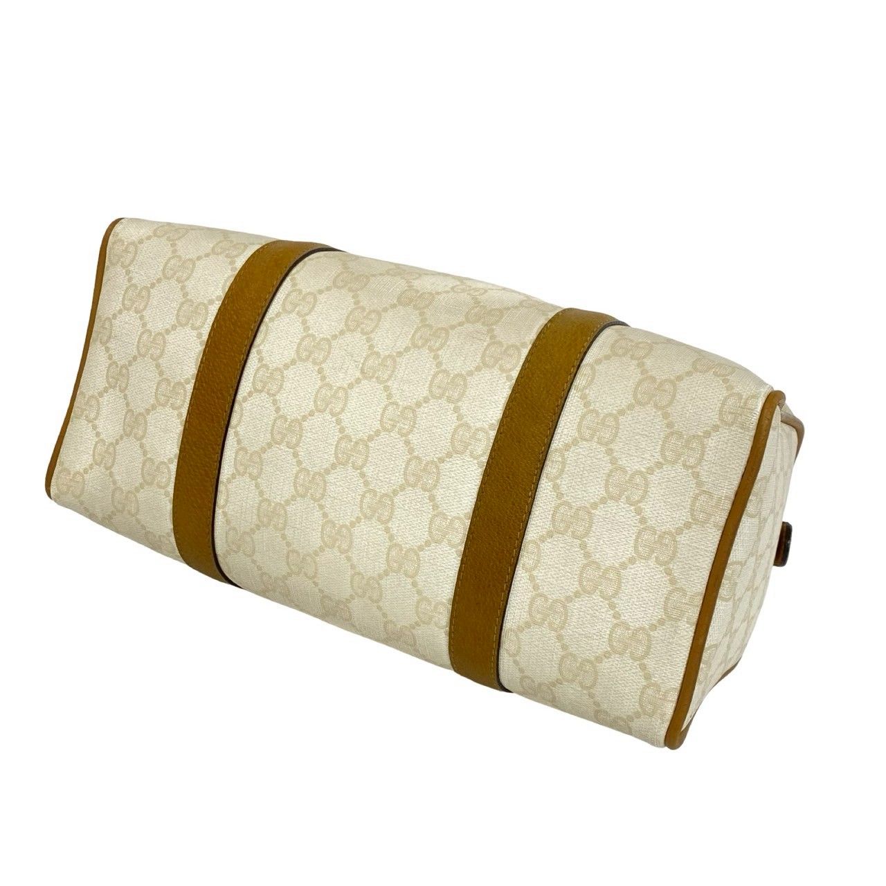 Gucci Vintage GG Logo Pattern Leather Mini Boston Bag White — view 8