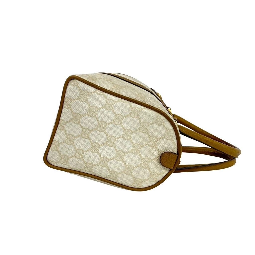 Gucci Vintage GG Logo Pattern Leather Mini Boston Bag White — view 6