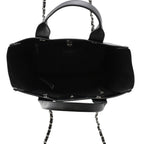 Chanel Tote Deauville Shopping CC Logo Studs Caviar Leather 2-Way Black — view 6