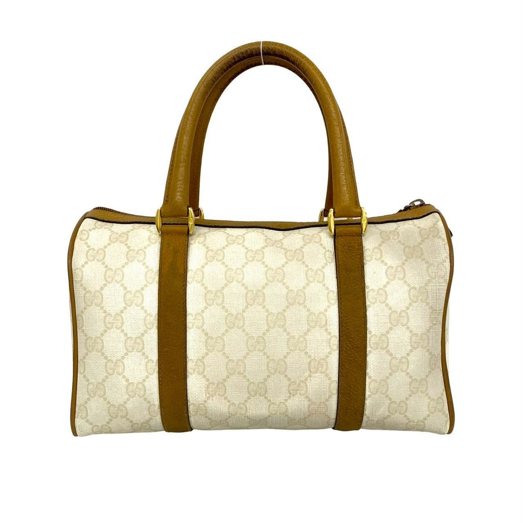 Gucci Vintage GG Logo Pattern Leather Mini Boston Bag White — view 3