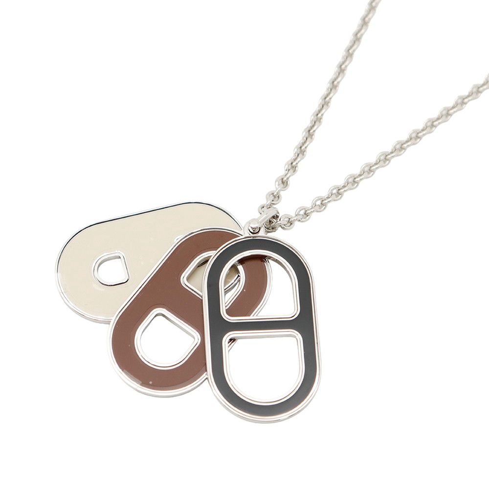 Hermes Necklace Maillon Deep Dune Silver Black