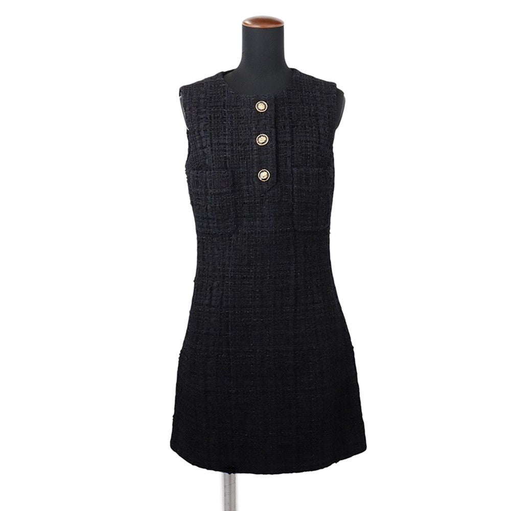 Chanel Dress Tweed 36 Black