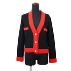Chanel Cardigan Lion Button Cashmere Blend Knit 36 Top Black