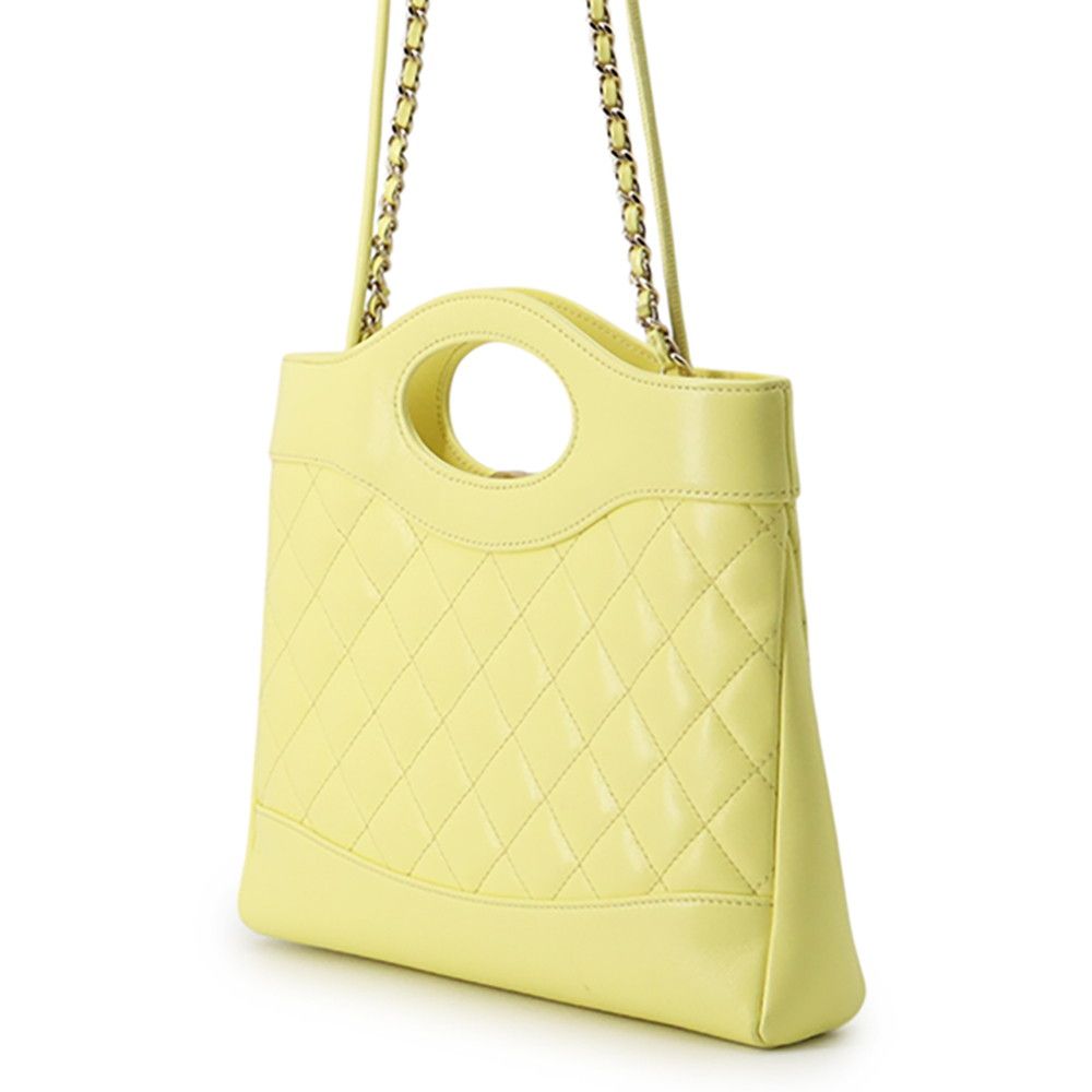 Chanel Chain Shoulder Bag Quilted Small Shopping Shiny Calfskin — view 2