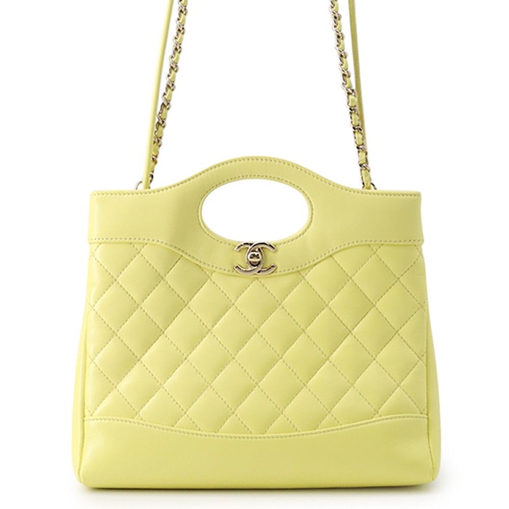 Chanel Chain Shoulder Bag Quilted Small Shopping Shiny Calfskin