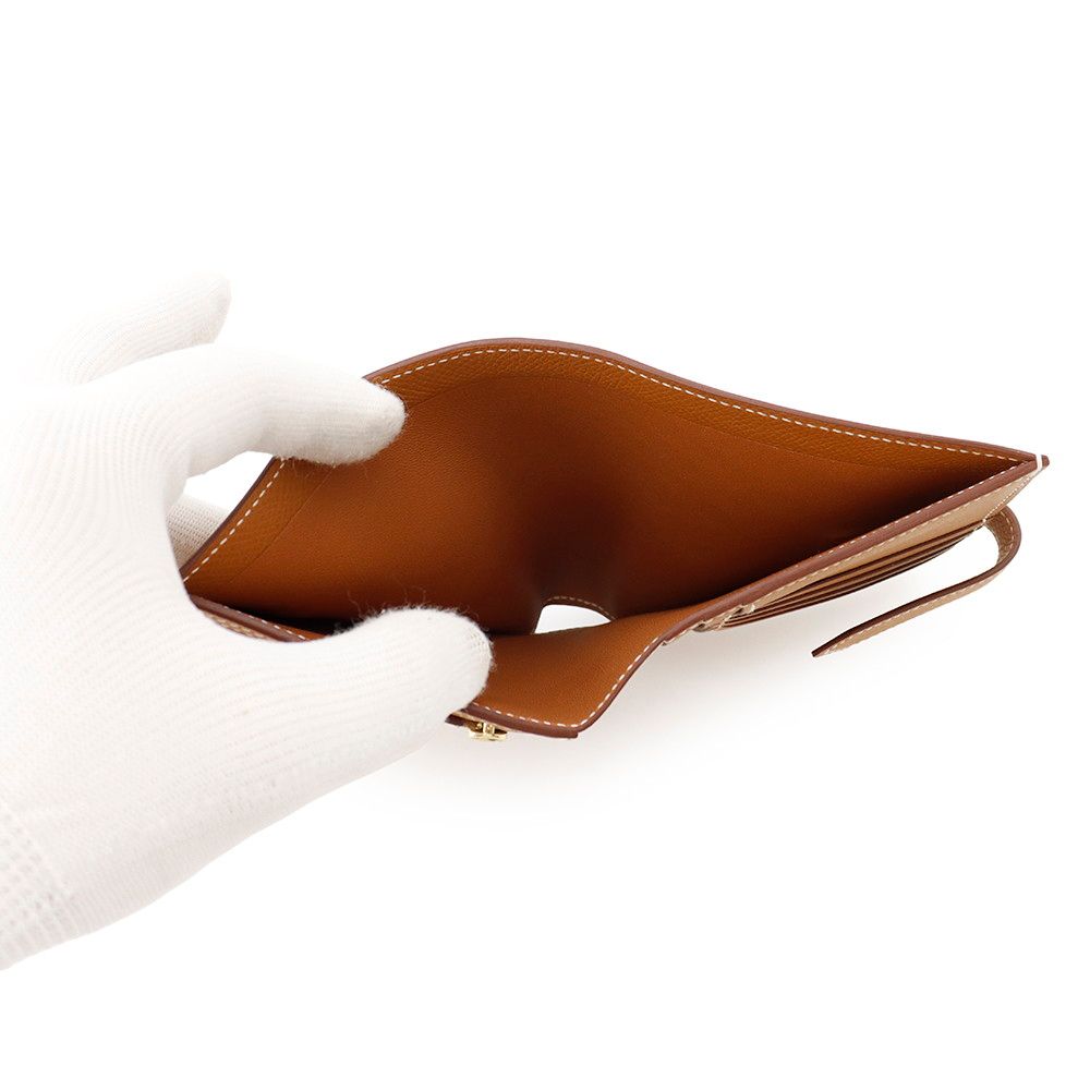 Hermes Bifold Wallet Bearn Compact Gold Epsom — view 5