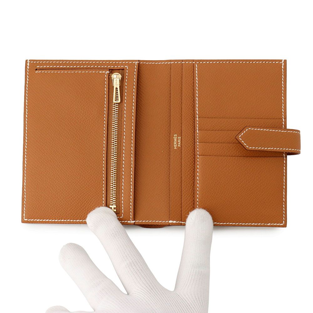 Hermes Bifold Wallet Bearn Compact Gold Epsom — view 4