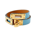 Hermes Bracelet Kelly Double Tour Celeste Gold Epsom T2 — view 5