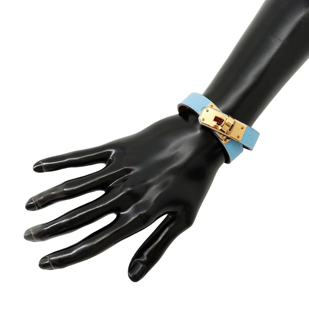 Hermes Bracelet Kelly Double Tour Celeste Gold Epsom T2 — view 4