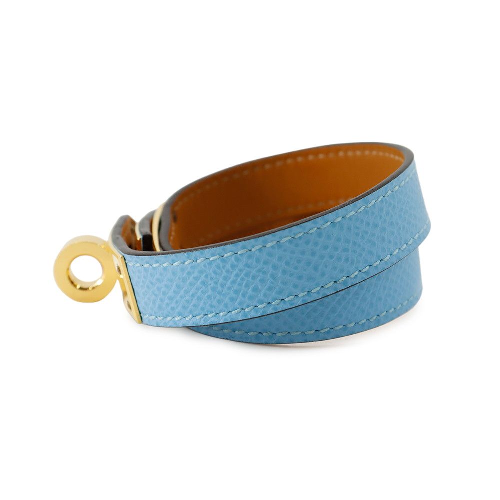 Hermes Bracelet Kelly Double Tour Celeste Gold Epsom T2 — view 2