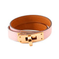 Hermes Bracelet Kelly Double Tour Rose Sakura Pink Gold Swift T2