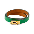 Hermes Bracelet Mini Kelly Double Tour Bamboo Gold Chevre Misor T2