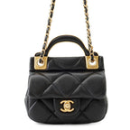 Chanel Chain Shoulder Bag Quilted CC Logo Lambskin Black