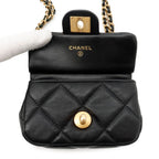 Chanel Chain Shoulder Bag Quilted CC Logo Lambskin Black — view 6