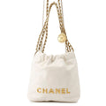 Chanel 22 Mini CC Logo Shiny Calf Leather 2-Way Shoulder Bag White