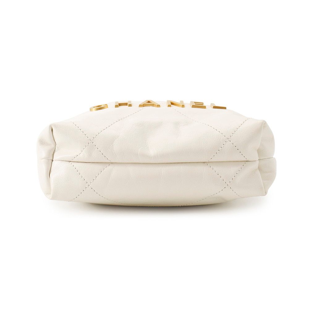 Chanel 22 Mini CC Logo Shiny Calf Leather 2-Way Shoulder Bag White — view 3