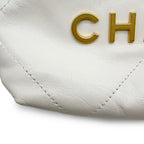 Chanel 22 Mini CC Logo Shiny Calf Leather 2-Way Shoulder Bag White — view 7