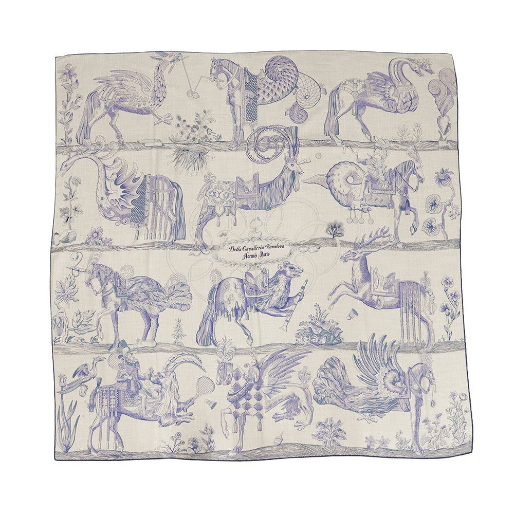 Hermes Shawl Carre 140 Geant Della Cavalleria Favolosa Cashmere Silk Scarf