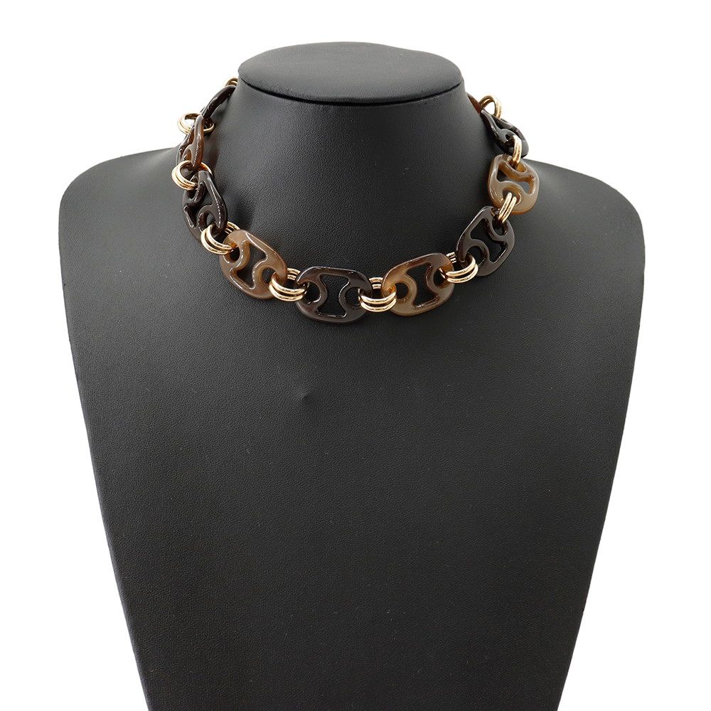 Hermes Necklace Eurydice Shoot Buffalo Horn Metal Choker — view 4