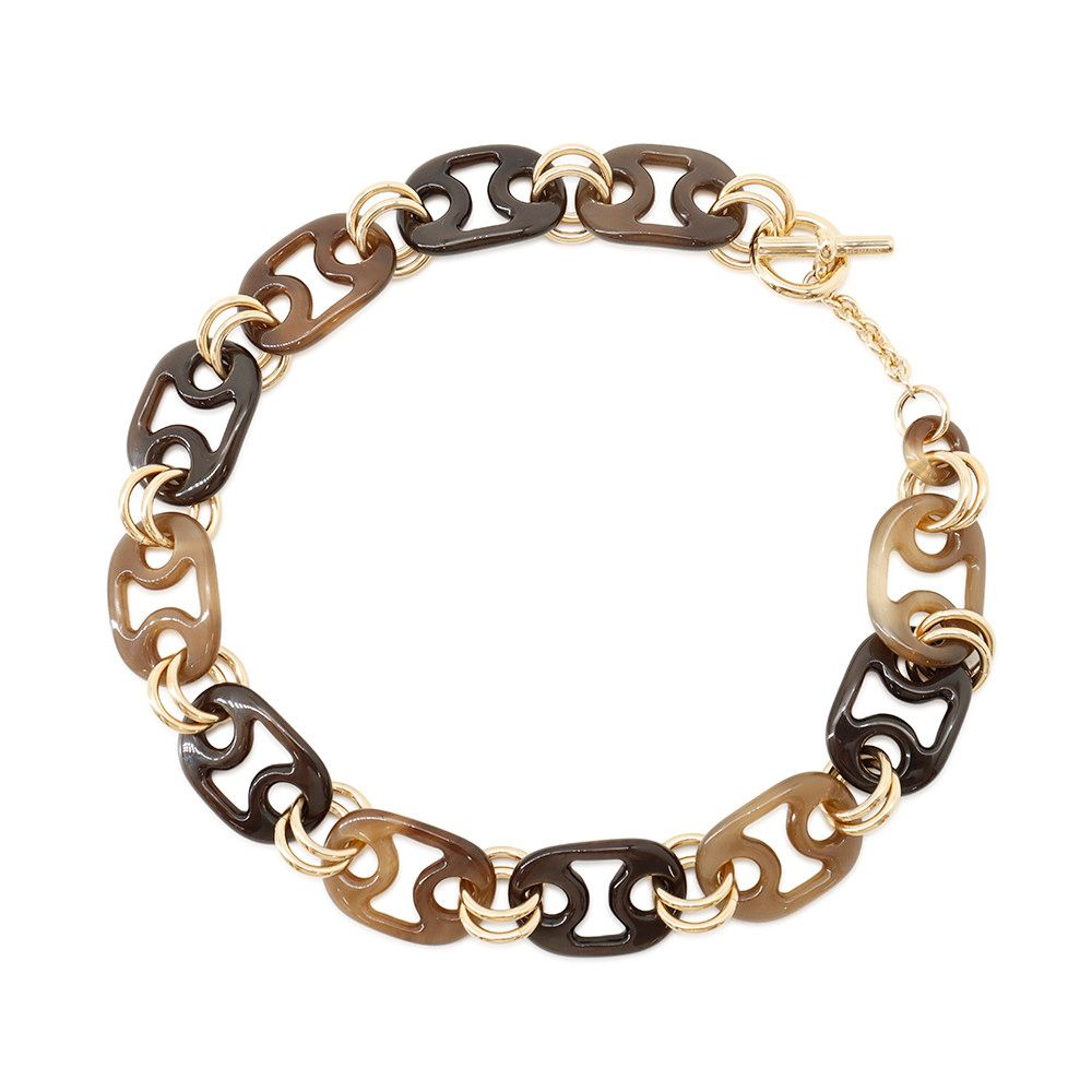 Hermes Necklace Eurydice Shoot Buffalo Horn Metal Choker