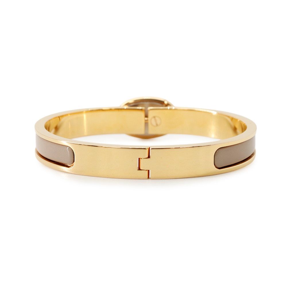 Hermes Bracelet Chaine D'ancre Mini Click PM Brown Glace Gold — view 3