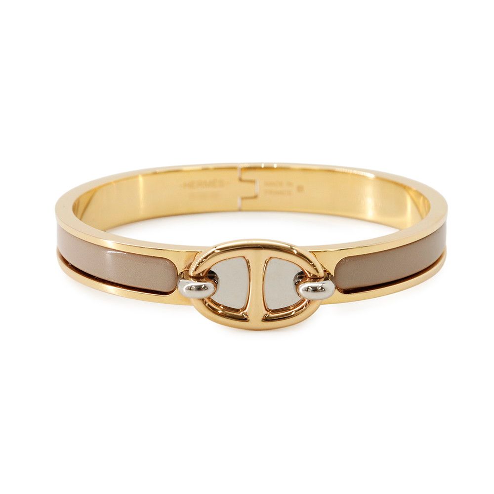 Hermes Bracelet Chaine D'ancre Mini Click PM Brown Glace Gold
