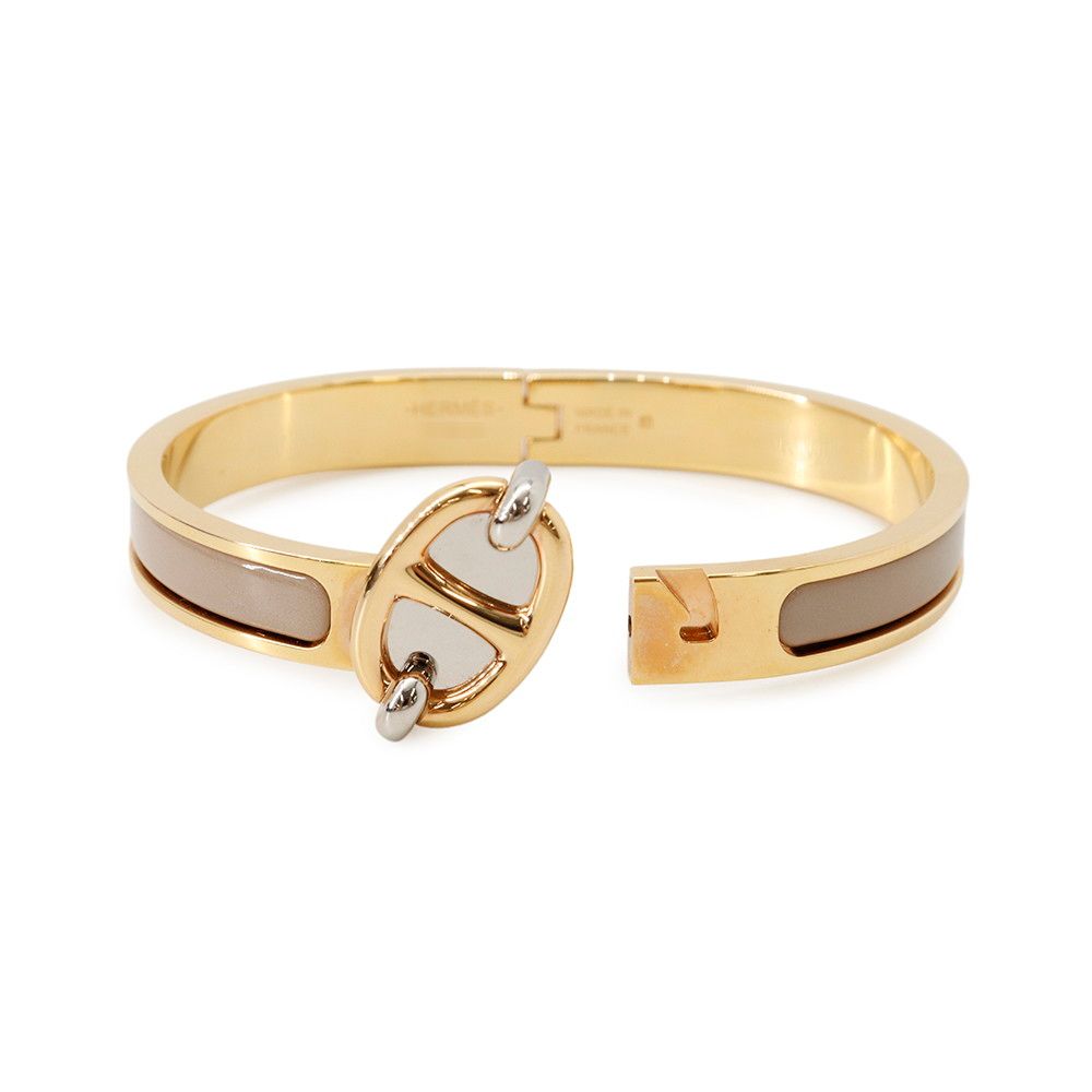 Hermes Bracelet Chaine D'ancre Mini Click PM Brown Glace Gold — view 5