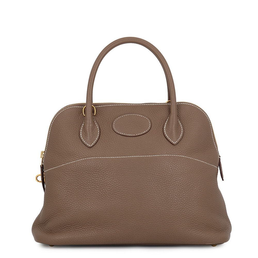 Hermes Handbag Bolide 31 Etoupe Gold Taurillon Clemence 2-Way