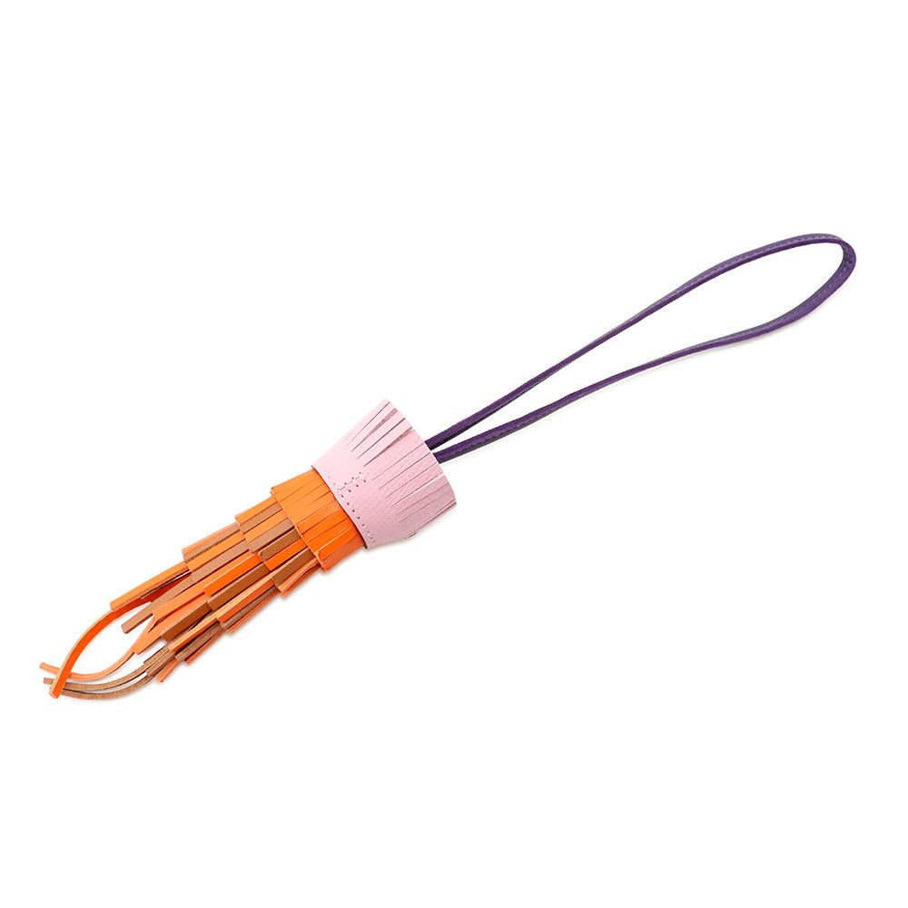 Hermes Bag Charm Chouette Mauve Sylvestre Purple Orange Gold White Black Epsom — view 3