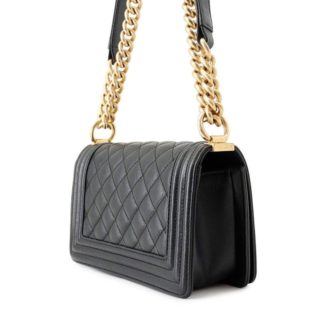 Chanel Chain Shoulder Bag Boy Small Quilted CC Logo Boy Black — view 2