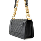 Chanel Chain Shoulder Bag Boy Small Quilted CC Logo Boy Black — view 2