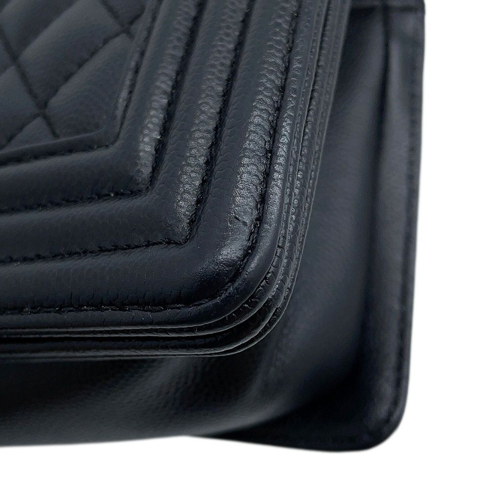 Chanel Chain Shoulder Bag Boy Small Quilted CC Logo Boy Black — view 8