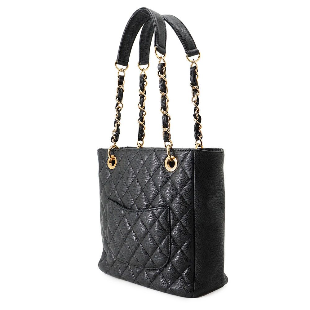Chanel Tote Quilted CC Logo Petite Shopping PST Black — view 2