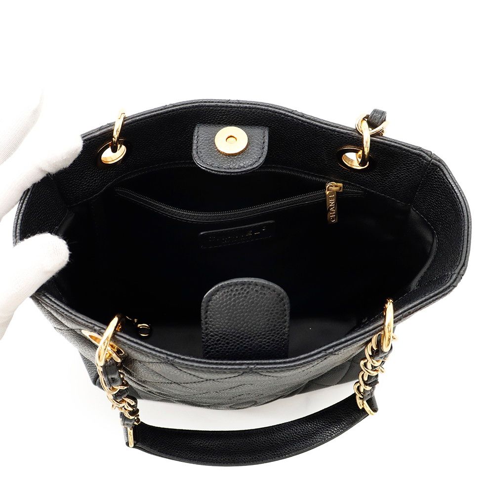 Chanel Tote Quilted CC Logo Petite Shopping PST Black — view 5