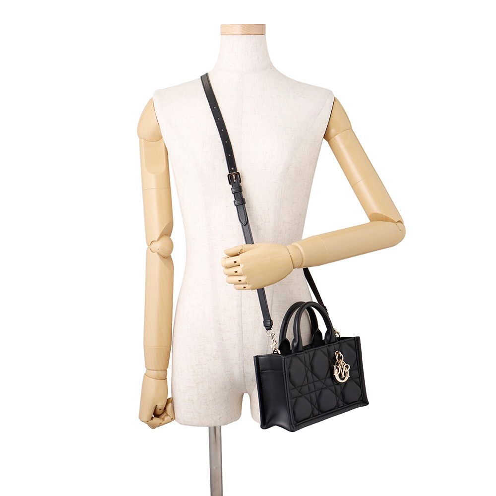 Dior Handbag Book Tote Mini Macro Cannage 2-Way Shoulder Black — view 4