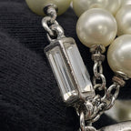 Chanel Necklace CC Logo Ribbon Motif Rhinestone Faux Pearl 08 — view 7