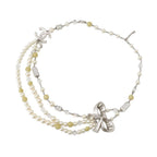 Chanel Necklace CC Logo Ribbon Motif Rhinestone Faux Pearl 08 — view 3