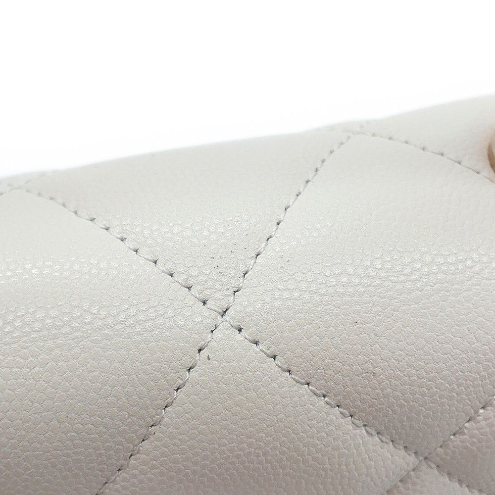 Chanel Chain Shoulder Bag Quilted CC Logo Top Handle Mini Flap Caviar Leather — view 8