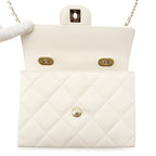Chanel Chain Shoulder Bag Quilted CC Logo Top Handle Mini Flap Caviar Leather — view 6