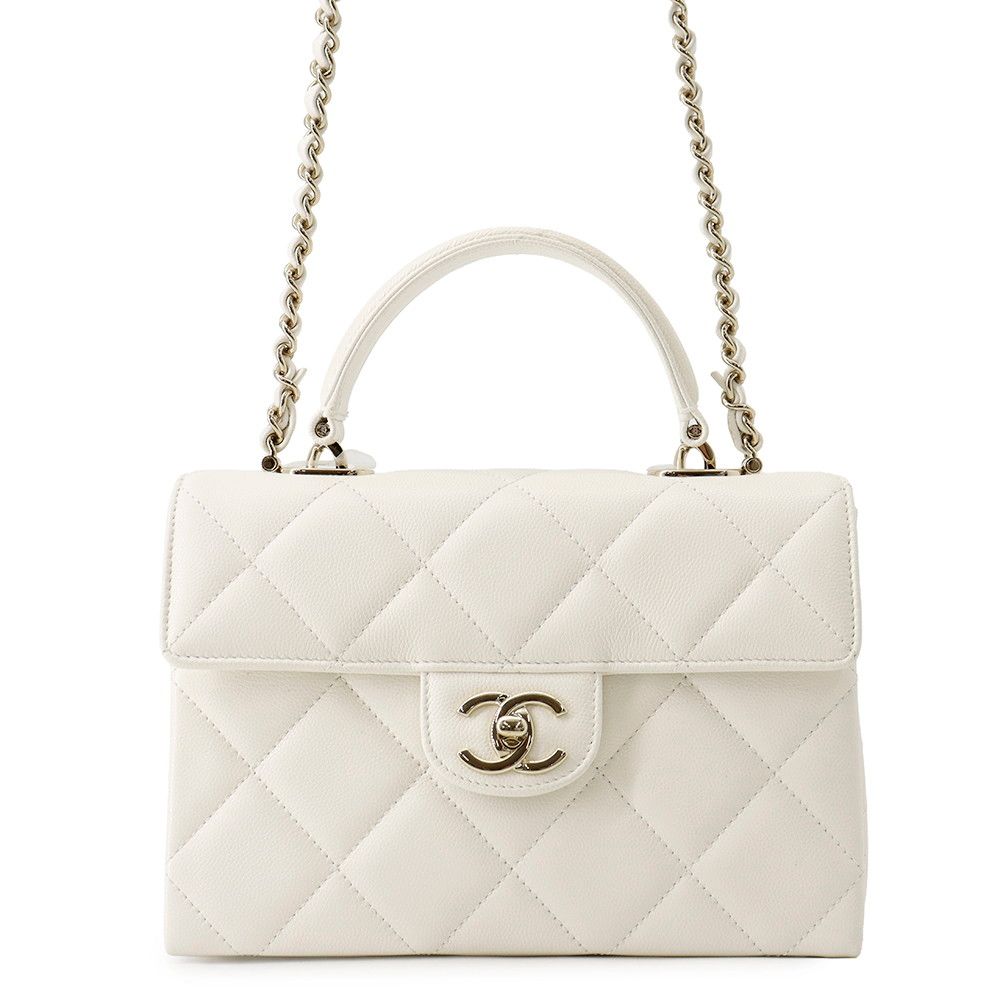 Chanel Chain Shoulder Bag Quilted CC Logo Top Handle Mini Flap Caviar Leather