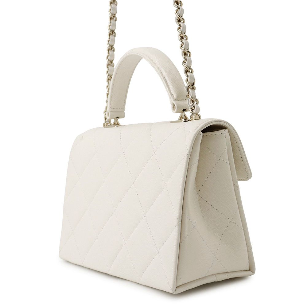 Chanel Chain Shoulder Bag Quilted CC Logo Top Handle Mini Flap Caviar Leather — view 2