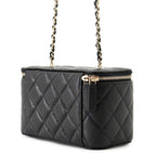 Chanel Chain Shoulder Bag Vanity Case CC Logo Quilted Caviar Leather Black — view 2