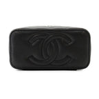 Chanel Chain Shoulder Bag Vanity Case CC Logo Quilted Caviar Leather Black — view 3