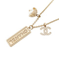 Chanel Necklace CC Logo Rhinestone Faux Pearl