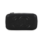 Chanel Chain Shoulder Bag Vanity Case CC Logo Quilted Caviar Leather Black — view 3