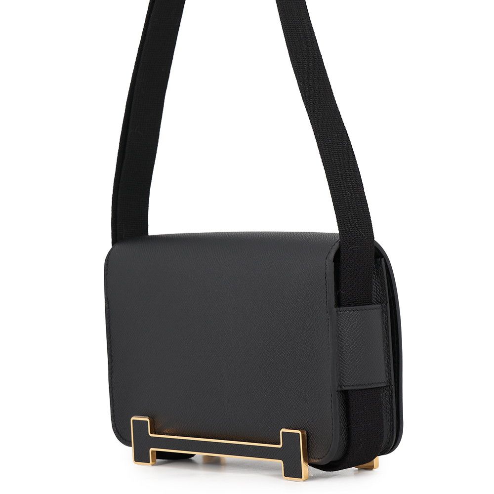 Hermes Shoulder Bag Geta Slim Black Gold Epsom — view 2