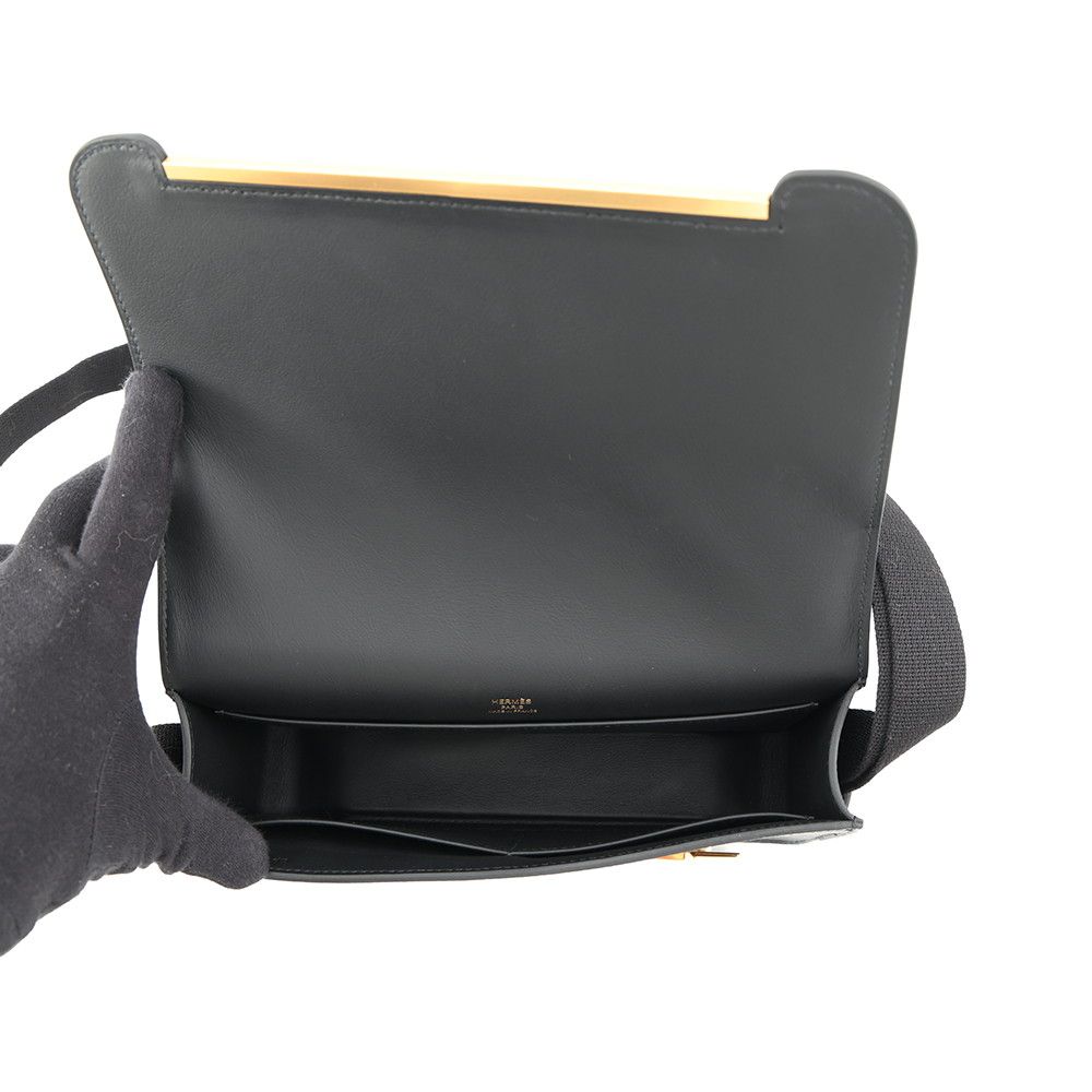 Hermes Shoulder Bag Geta Slim Black Gold Epsom — view 5