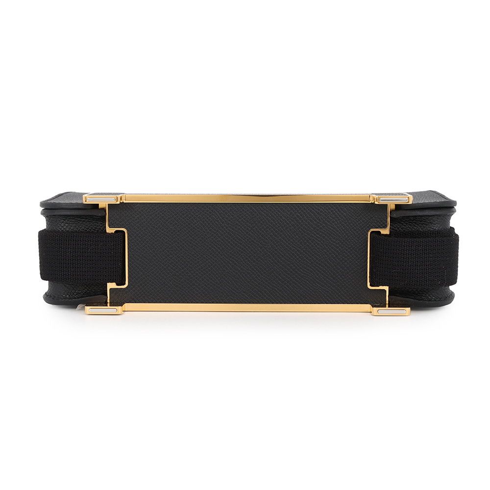 Hermes Shoulder Bag Geta Slim Black Gold Epsom — view 3